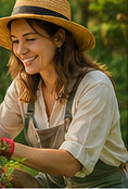 Una mujer cuidando flores en un jardín · Imagen ilustrativa generada con IA